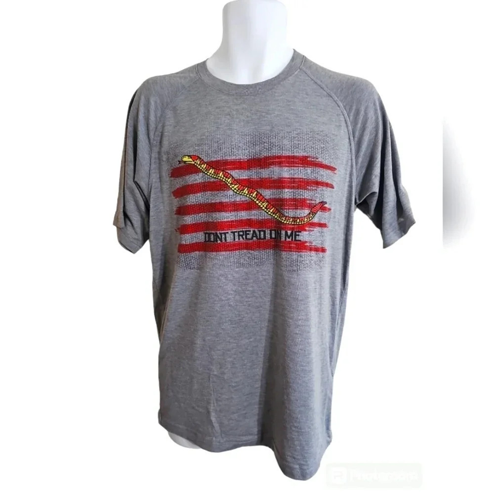 Sport-Tek Grey Dont Tread On Me Tee S Athletic Fit Statement Streetwear Rare - Picture 2 of 7